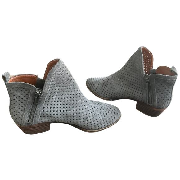 Lucky Brand Ankle Booties, Boho Side Zip Perforated Boots Womens Sz 7 Grey - Picture 7 of 13